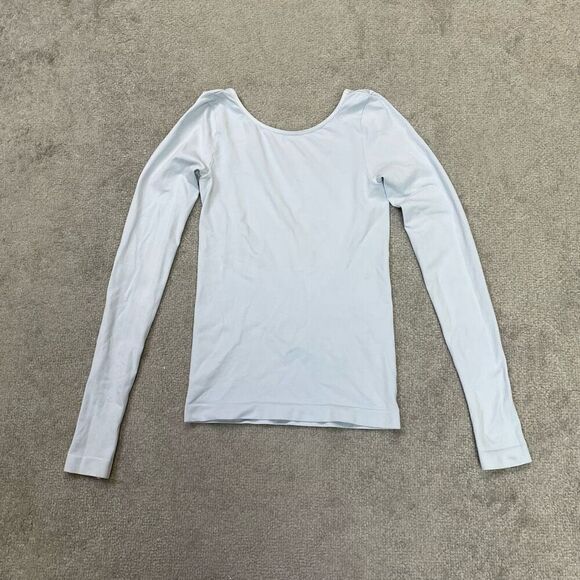 Free People Intimately Womens Low Back Seamless Long Sleeve Tee Sky Blue XS NWOT - Picture 1 of 5